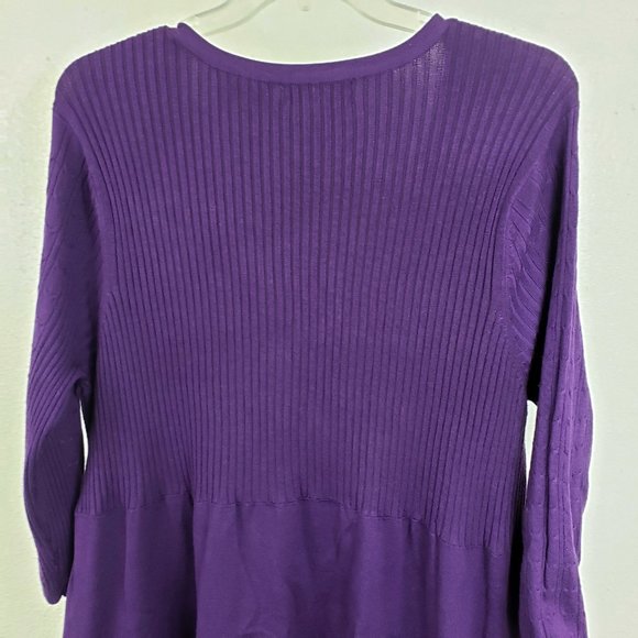 Liv On Women's Purple Knit V Neck Shirt Top Blouse Sweater Mini Dress Tunic - Picture 7 of 10
